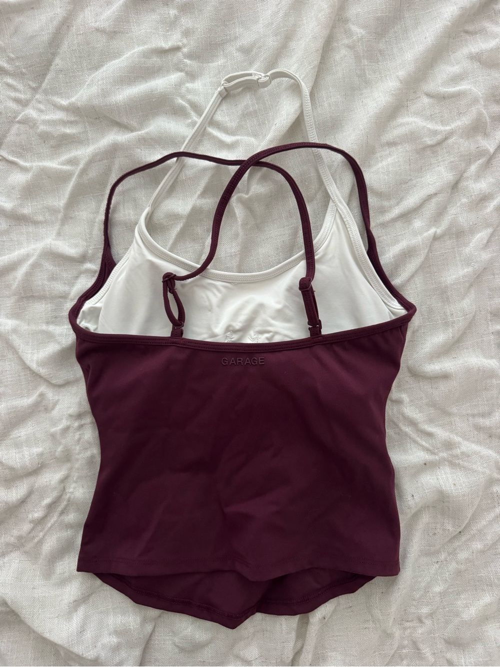 Garage Double-Strap tank in Plum and White - Picture 2 of 4